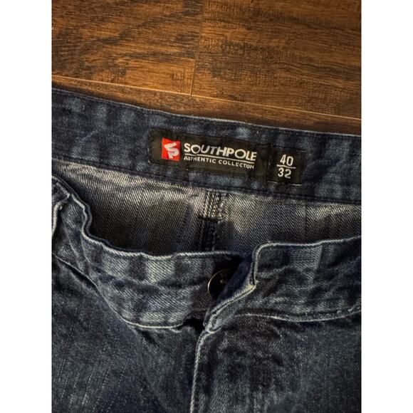 SOUTHPOLE Jeans Men’s Size 40x32 Distressed Dark Wash Straight Leg RN82628 - Picture 6 of 8